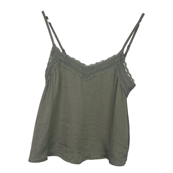 Hollister Size XS Sage Green Lace Trimmed Camisole Top Y2K Adjustable Straps - Picture 1 of 6